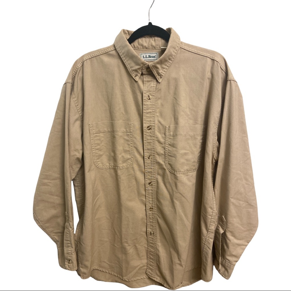Vintage L.L. Bean button down shirt khaki camel Made in USA Excellent condition